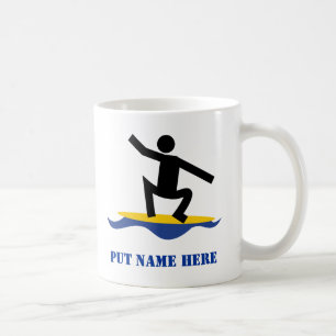 Surfing gifts, surfer on his surfboard custom coffee mug