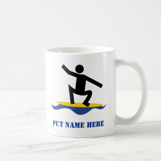 Surfing gifts, surfer on his surfboard custom coffee mug