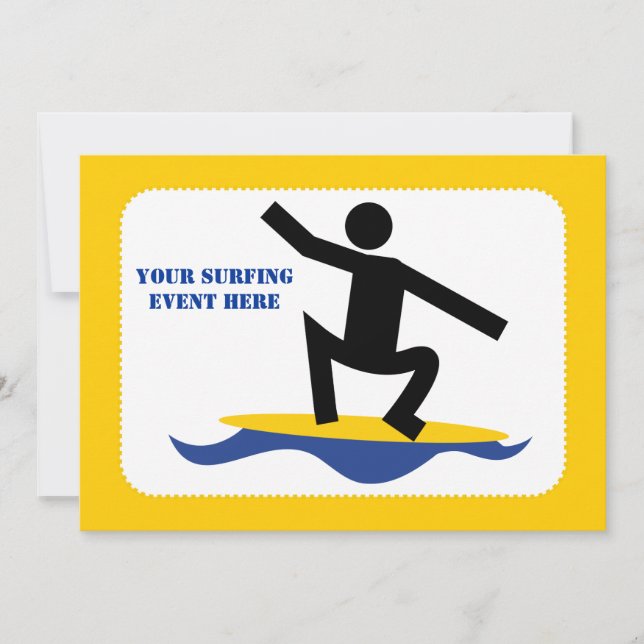 Surfing gifts, surfer on his surfboard custom invitation (Front)