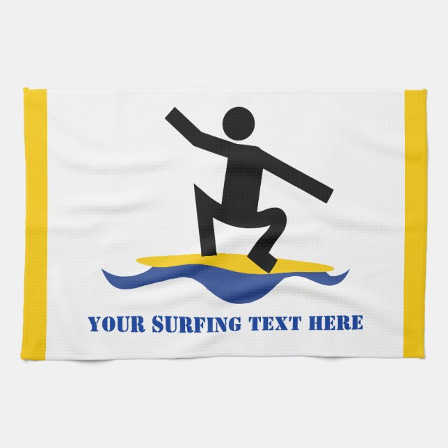 Surfing gifts, surfer on his surfboard custom kitchen towel (Horizontal)