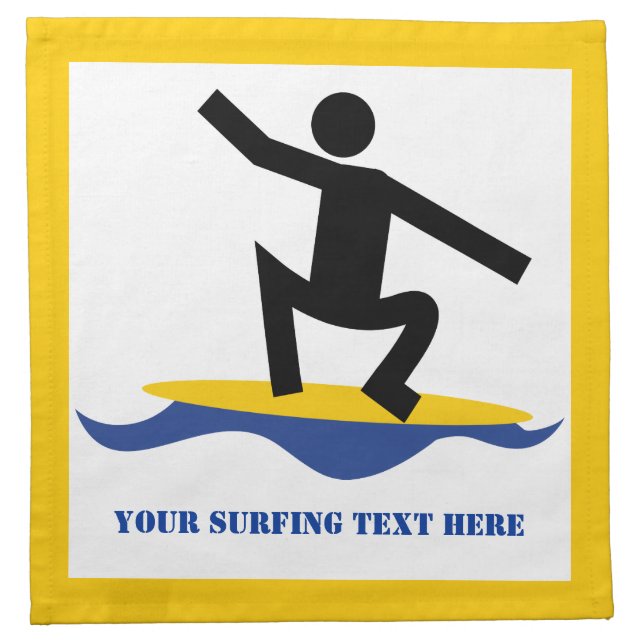 Surfing gifts, surfer on his surfboard custom napkin (Front)