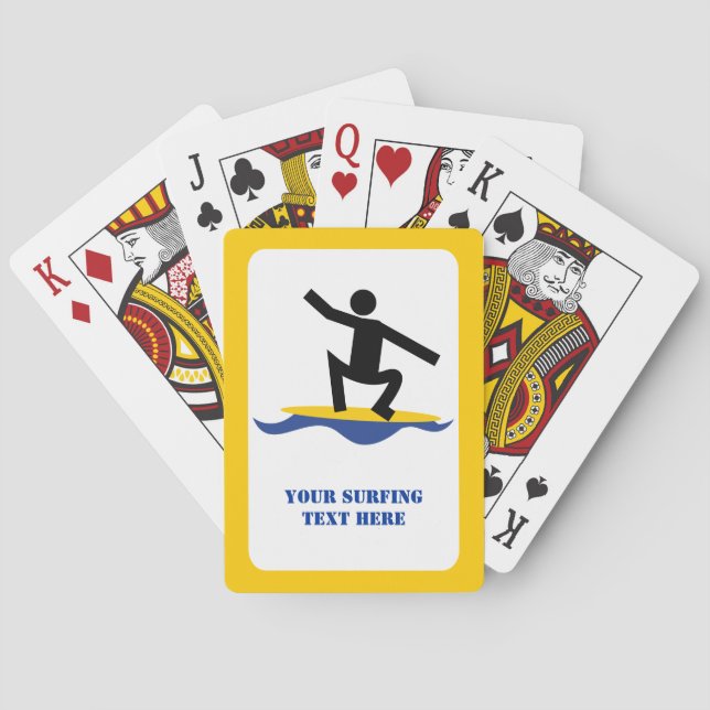 Surfing gifts, surfer on his surfboard custom poker cards (Back)