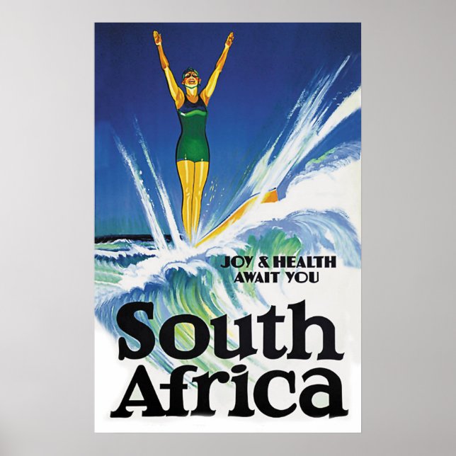 Surfing girl in South Africa Poster (Front)