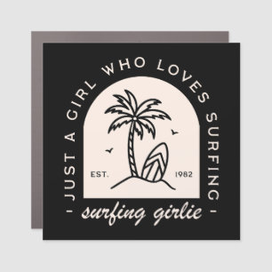 Surfing girl surf lovers quotes vintage black car magnet