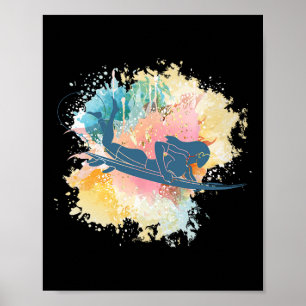 Surfing Girl Surfboard Water Sports Surf Surfer Wo Poster