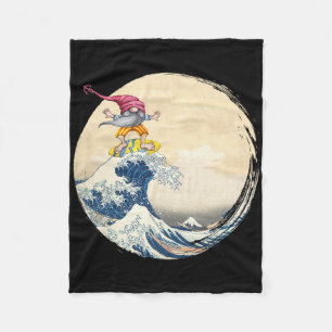 Surfing Gnome Riding Great Wave Off Kanagawa - Gno Fleece Blanket