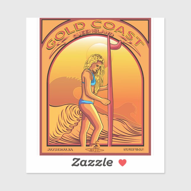 SURFING GOLD COAST QUEENSLAND AUSTRALIA STICKER (Sheet)