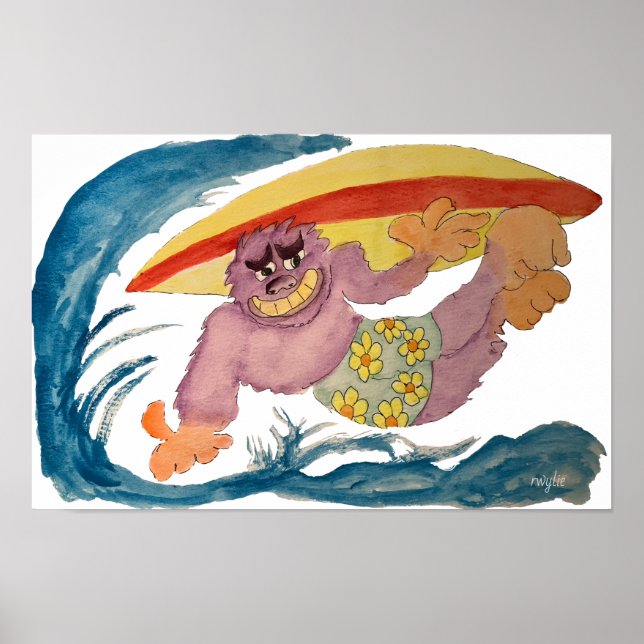 Surfing Gorilla Poster (Front)