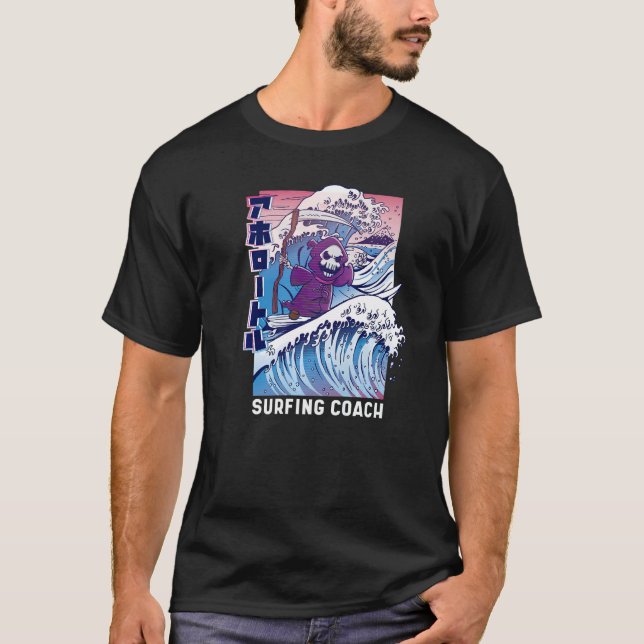 Surfing Grim Reaper  Fun Surfer T-Shirt (Front)