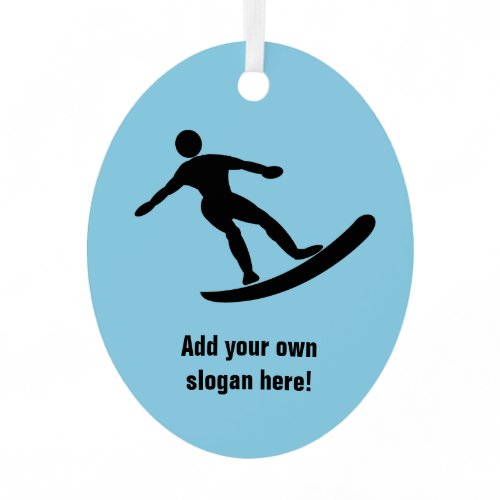 Surfing Guy on Board - customize with name / text Metal Ornament