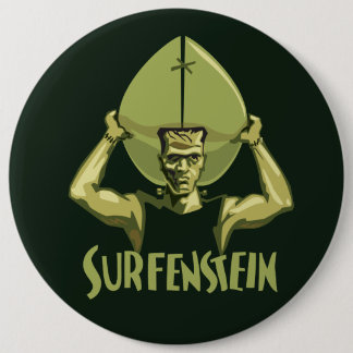 Surfing Halloween Frankenstein Button