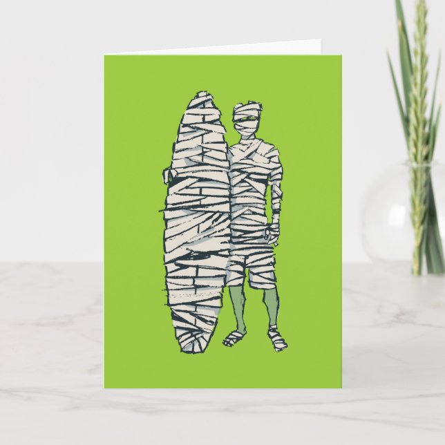 Surfing Halloween Mummy Card (Front)