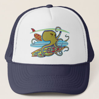 Surfing Halloween Octopus Trucker Hat