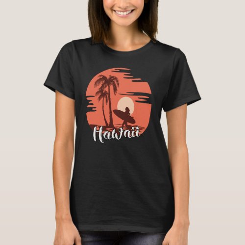 Surfing Hawaii at Sunset T_Shirt