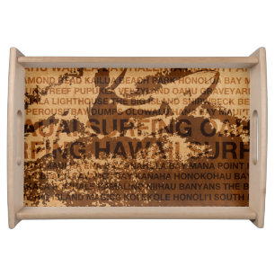 Surfing Hawaii Cutback Faux Wood Serving Tray