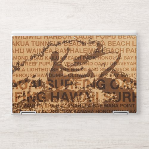 Surfing Hawaii Cutback Faux Wood Surfer HP Laptop Skin