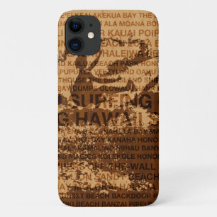Surfing Hawaii Cutback Faux Wood Surfer -Koa  iPhone 11 Case