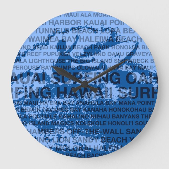 Surfing Hawaii Cutback Hawaiian Clock (Front)