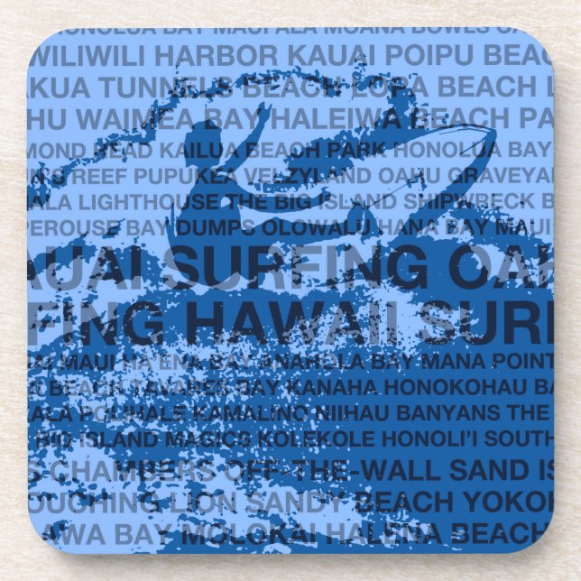 Surfing Hawaii Cutback Hawaiian Coasters (Front)