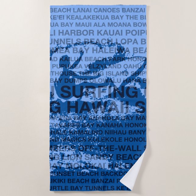Surfing Hawaii Cutback Hawaiian Surfer Beach Towel (Front)