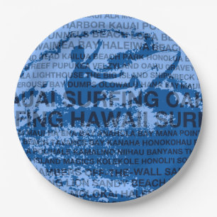 Surfing Hawaii Cutback Hawaiian Surfer Paper Plates
