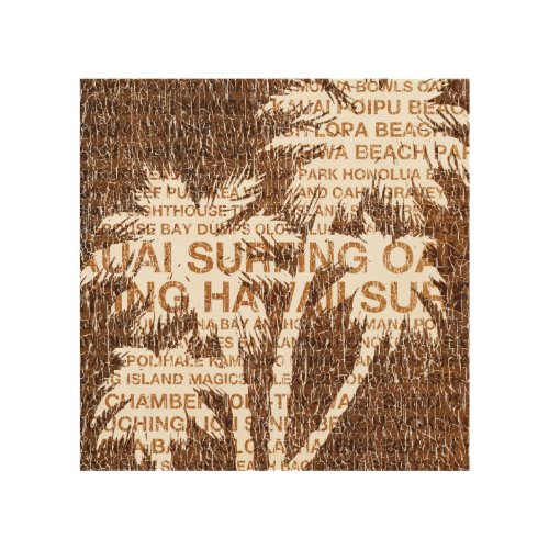 Surfing Hawaii Distressed Palm Trees Hawaiian Wood Wall Art