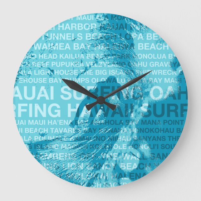 Surfing Hawaii Green Room Hawaiian Clock (Front)