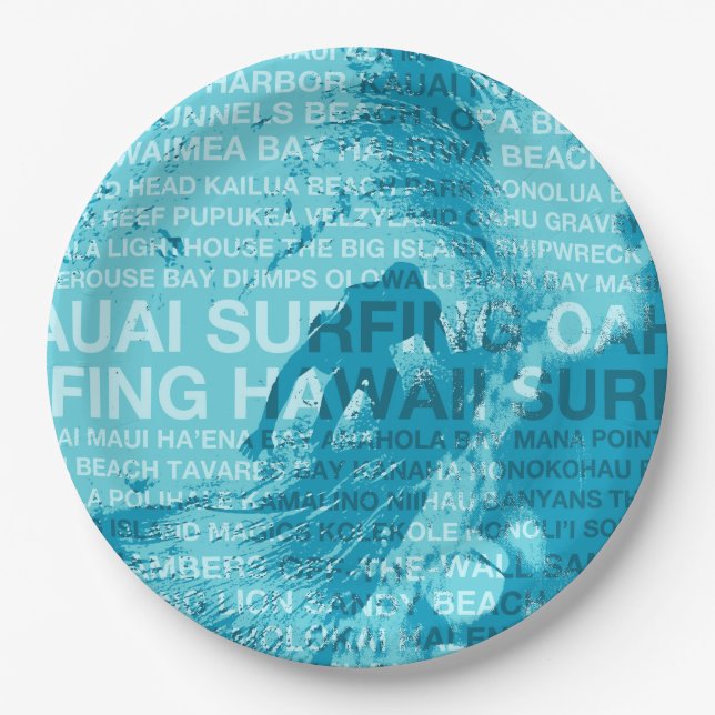 Surfing Hawaii Green Room Hawaiian Surfer Paper Plates (Front)