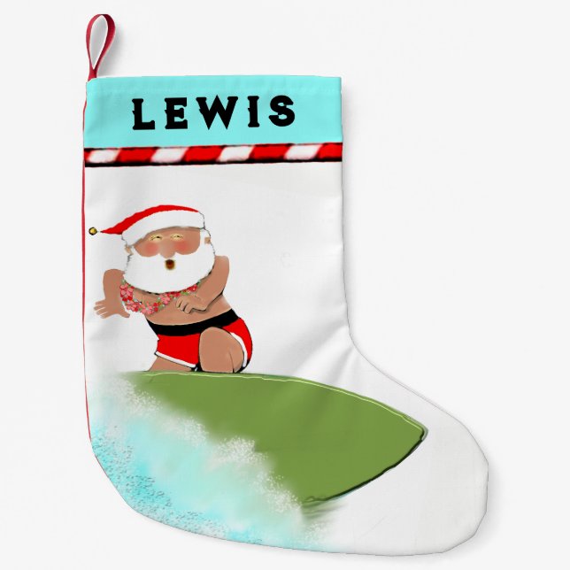 Surfing Hawaii Holiday Small Christmas Stocking (Front)