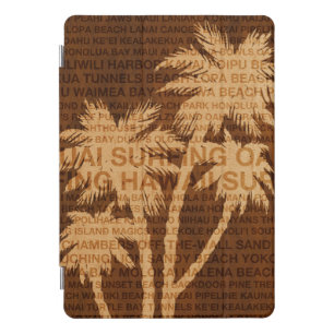 Surfing Hawaii Palm Tree Faux Wood iPad SmartCover Pro Cover