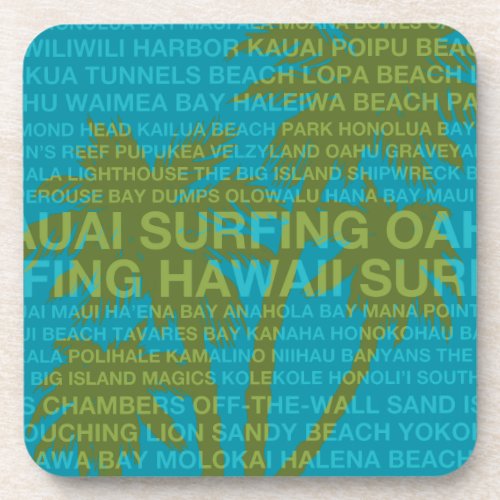 Surfing Hawaii Palm Trees Hawaiian Coasters