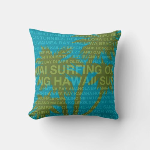 Surfing Hawaii Palm Trees Hawaiian Pillows