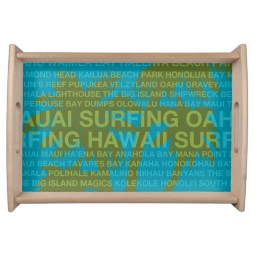 Surfing Hawaii Palm Trees Hawaiian Serving Tray