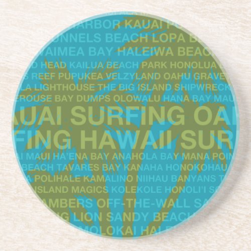 Surfing Hawaii Palm Trees Hawaiian Stone Coaster