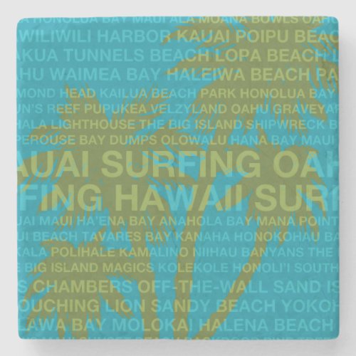 Surfing Hawaii Palm Trees Hawaiian TikiBar Coaster