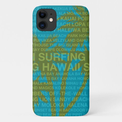 Surfing Hawaii Palm Trees Hawaiian Tropical iPhone 11 Case