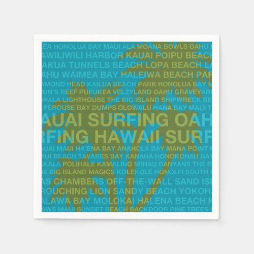 Surfing Hawaii Palm Trees Hawaiian Tropical Napkins