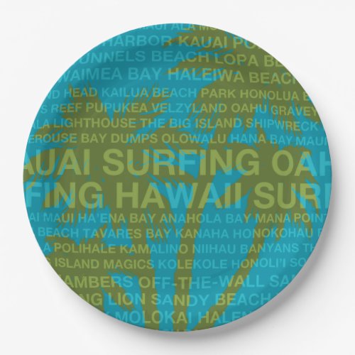 Surfing Hawaii Palm Trees Hawaiian Tropical Paper Plates