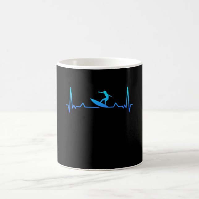 Surfing Heartbeat Surf Gift Surfer Mom Coffee Mug (Center)