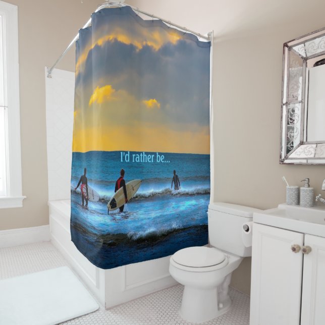 Surfing Heaven - Last Surf Of The Day Shower Curtain (In Situ)