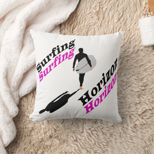 Surfing horizon Throw Pillow (Blanket)
