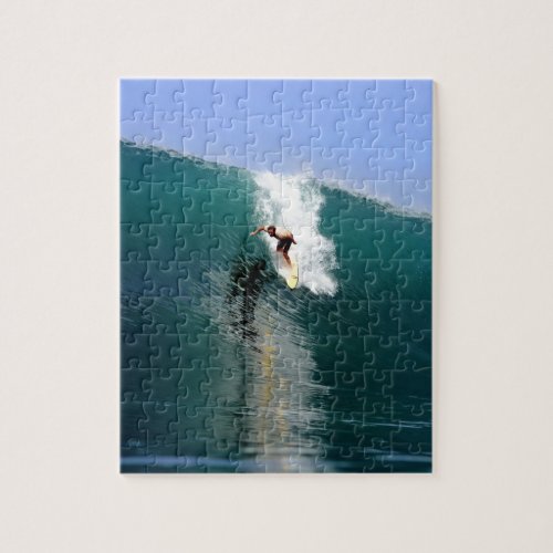 Surfing huge green wave jigsaw puzzle