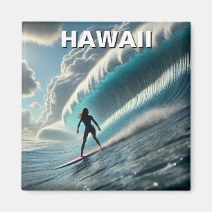 Surfing in Hawaii Surfer Girl Wave Magnet