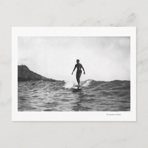 Surfing in Honolulu Hawaii Longboard Surfer Postcard