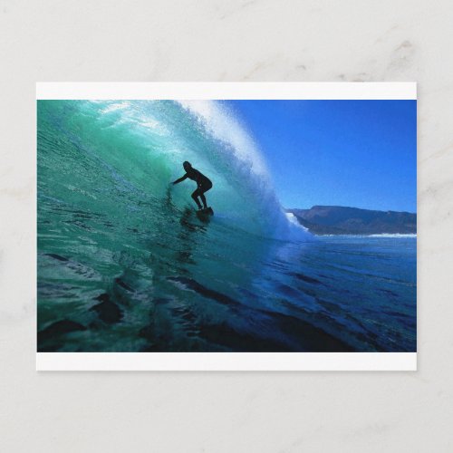 Surfing in the green tube South Africa paradise Postcard