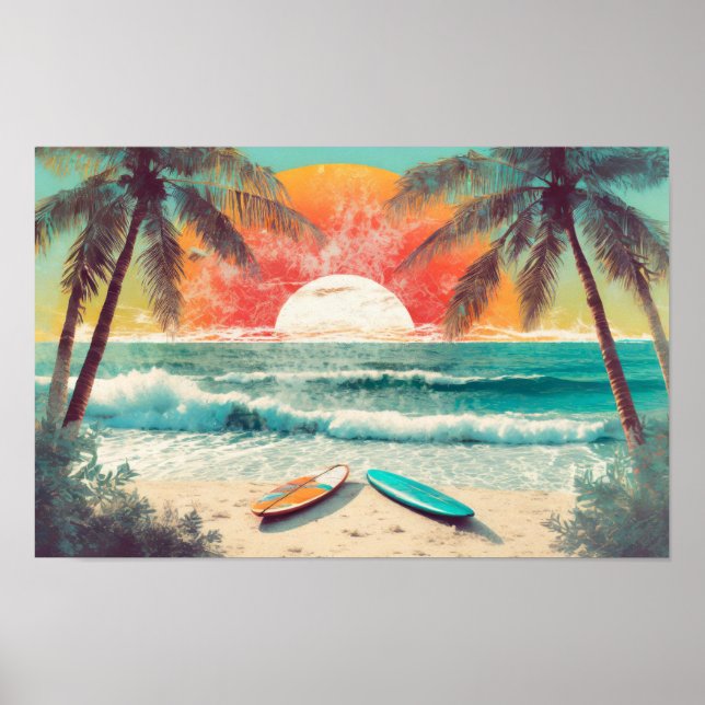 Surfing in the sunset poster (Front)
