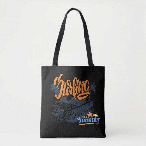 surfing ing the summer time tote bag