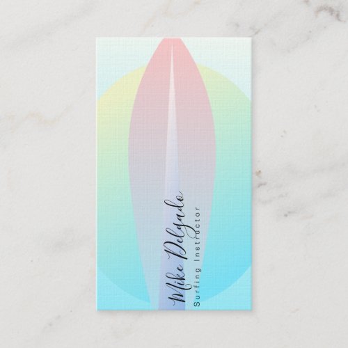 Surfing Instructor Ombre Surf Board Sunset Pink Business Card