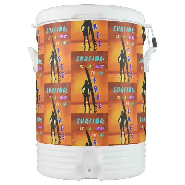 Surfing Is A Way To Be Free Beverage Cooler (Front)