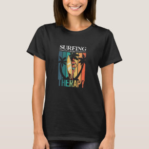 Surfing Is My Therapy Retro Surfer Girl T-Shirt